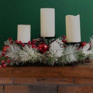 Glitzhome Pinecone Tabletop Candelabrum Candle Holder Centerpiece Flocked